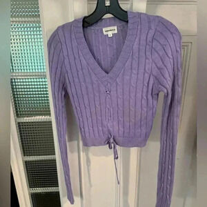 Superdown women’s long sleeve cable knit crop sweater sz small